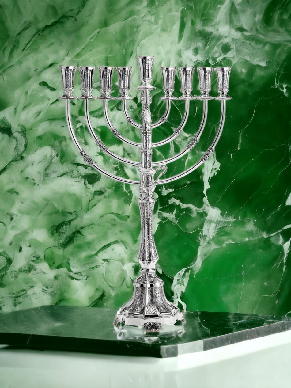 'HANOUKIA MARTELÉE EN ARGENT PUR : 925 ARGENT STERLING 