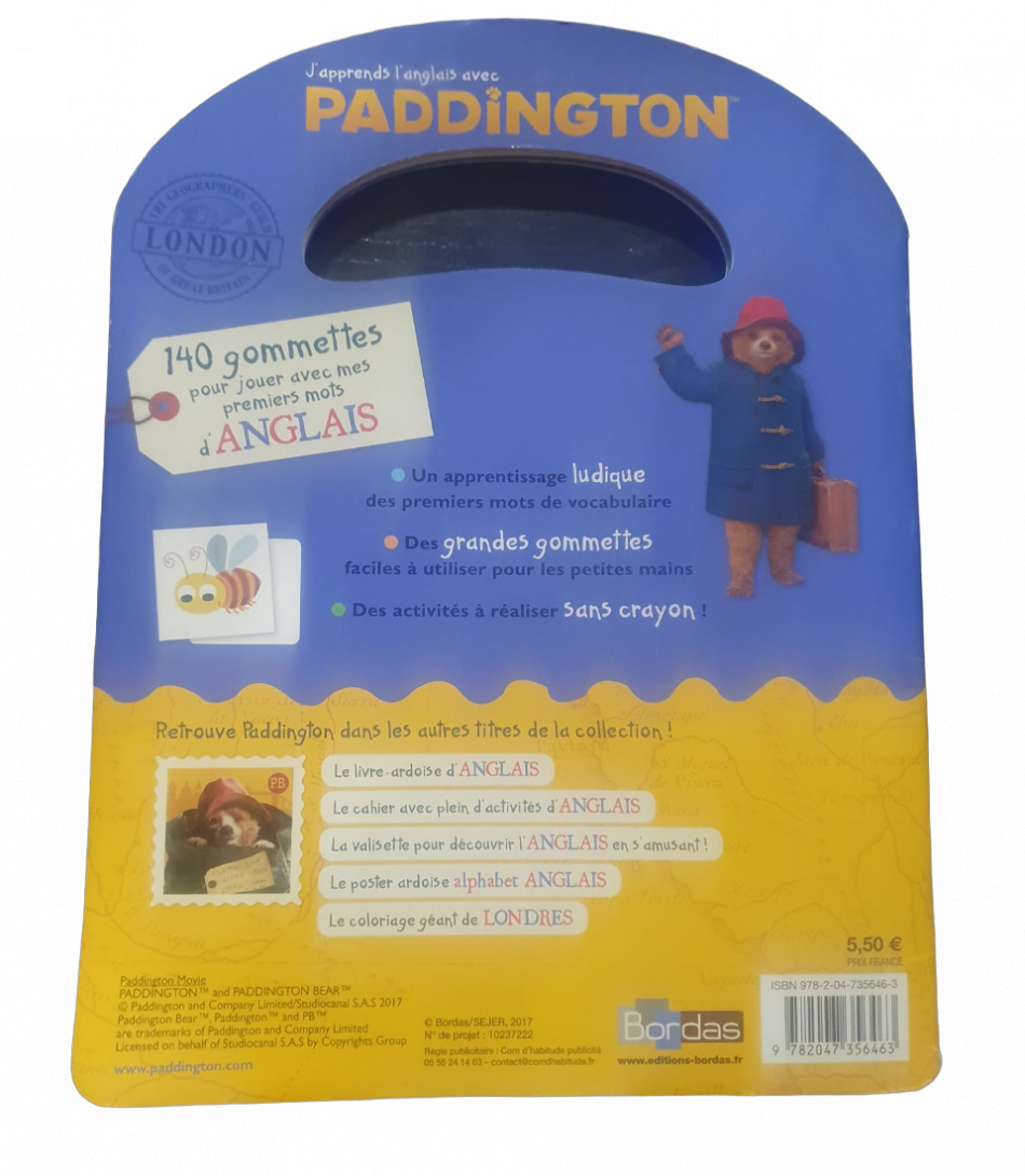 J'APPRENDS L'ANGLAIS AVEC PADDINGTON DES 5 ANS