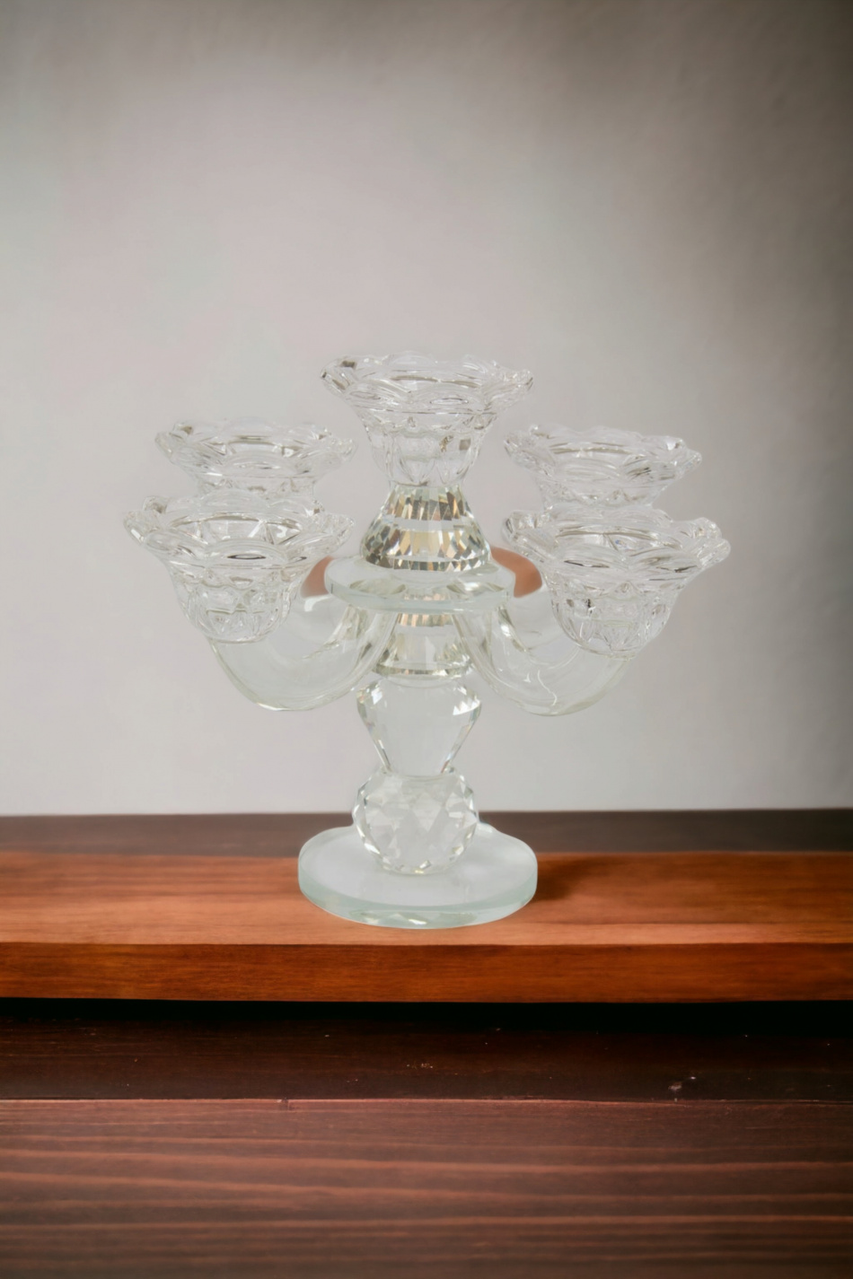 Bougeoirs en cristal 5 branches 18 cm