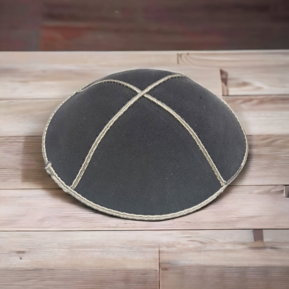 KIPPA EN CUIR GRIS FONCÉ 16cm