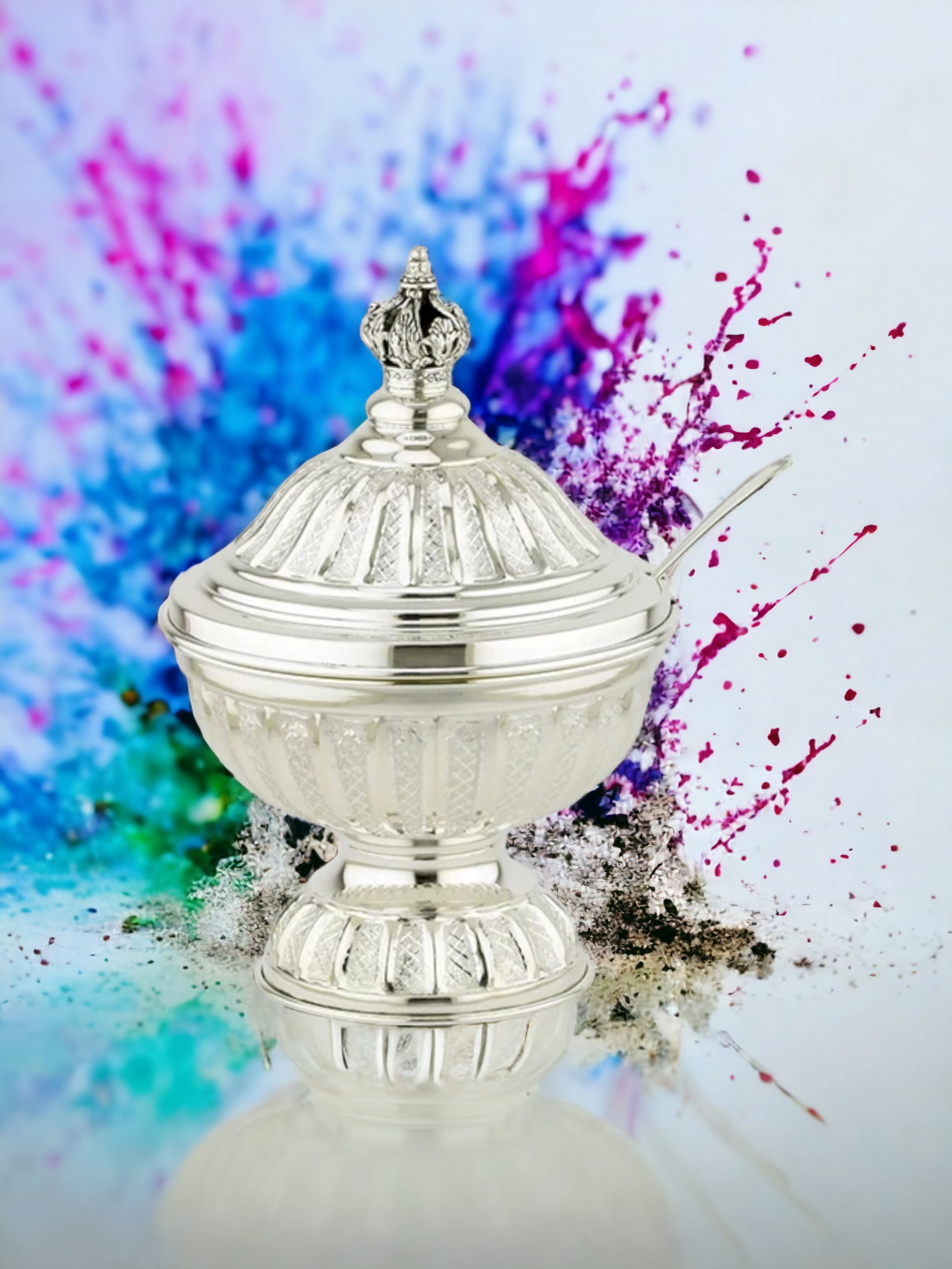 POT À MIEL POUR ROSH HACHANA DE LUXE  EN ARGENT PUR : 925 ARGENT STERLING 