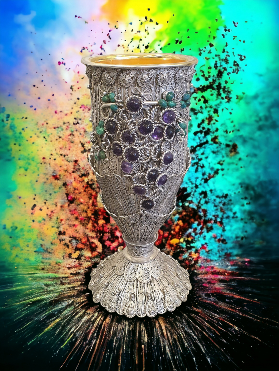 VERRE DE KIDOUSH ELIYAHOU HANAVI EN ARGENT PUR