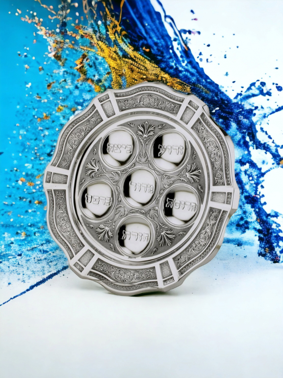 PLATEAU DE PESSA'H FANTAISIE ET MARTELÉ EN ARGENT PUR : 925 ARGENT STERLING 